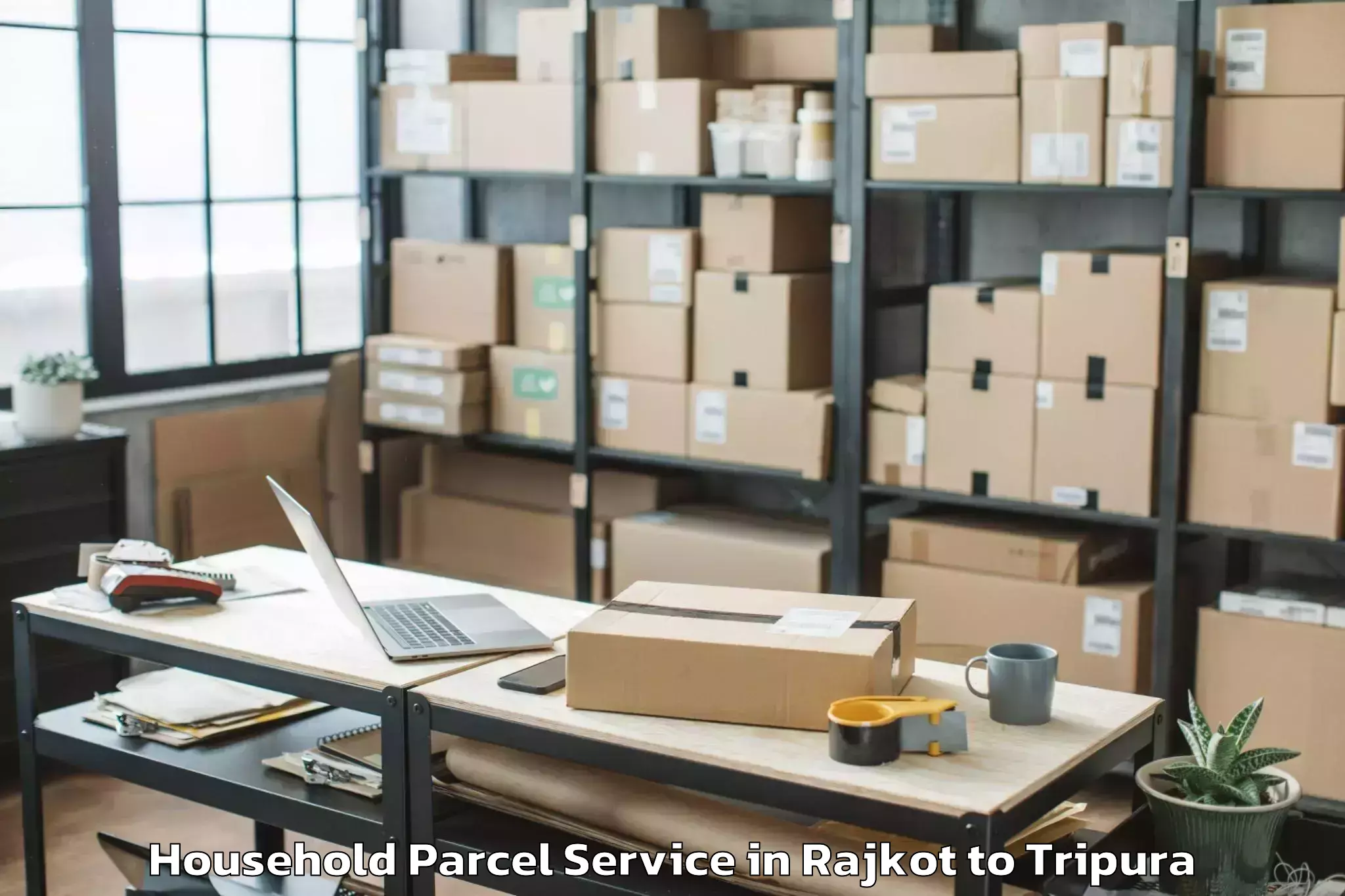 Leading Rajkot to Kamalpur Airport Ixq Household Parcel Provider